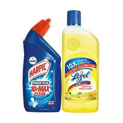 Floor with Toilet Cleaner(Harpic+Lysol)